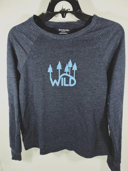 Columbia Woman's Long Sleeve Pullover Sweatshirt Blue Wild Trees Top XSmall - Picture 1 of 11